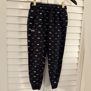 💥4/$20💥 Under Armour Kids' Black Sweatpants with Multicolor US Logo Size YSm | 8